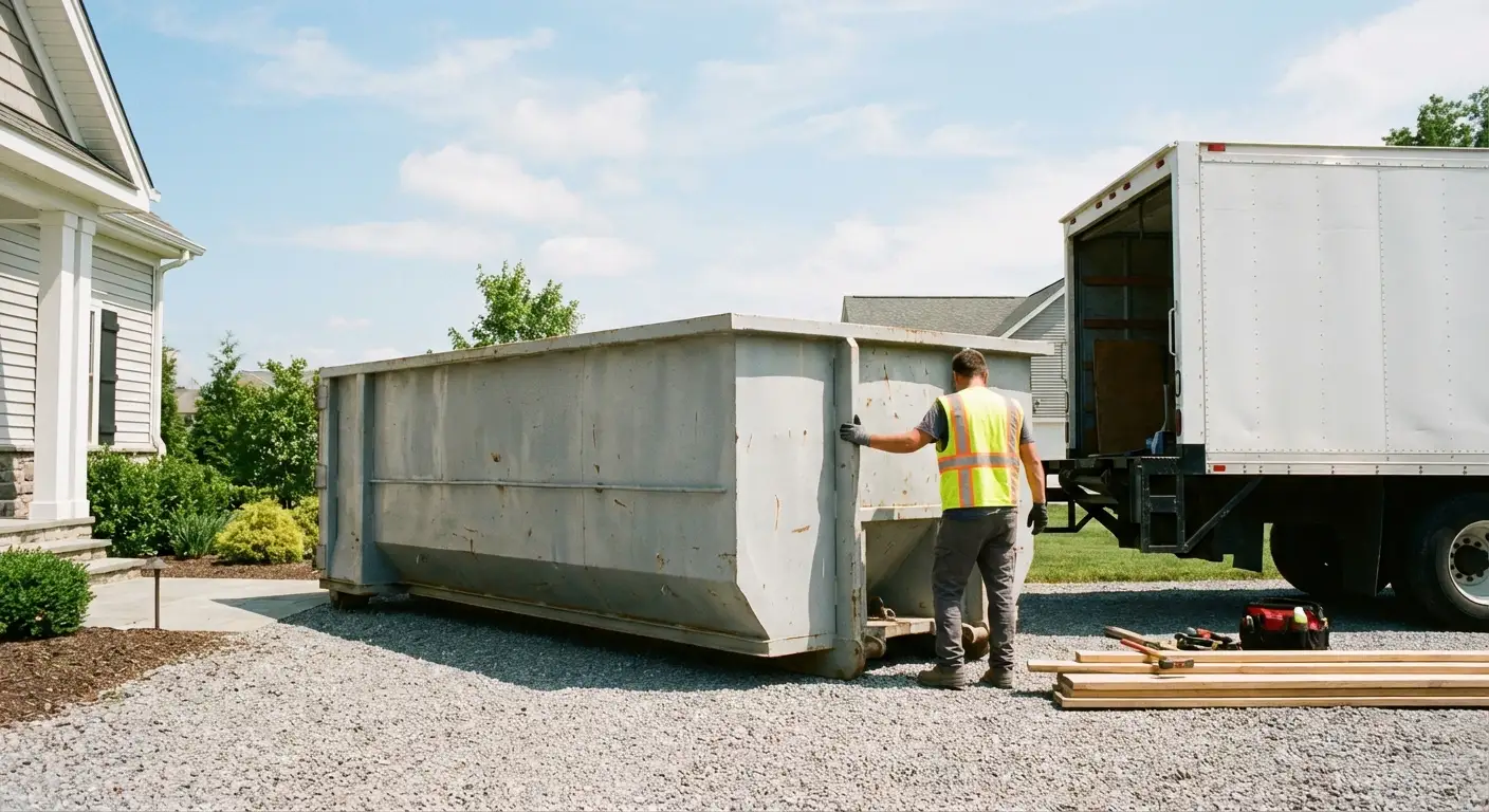 Roll-off dumpster dimensions and footprint visualization in Loveland, CO